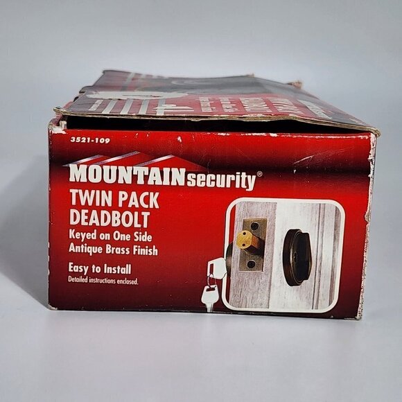 Mountain Security Single Cylinder Deadbolt Twin Pack Antique Brass Finish - Picture 2 of 10